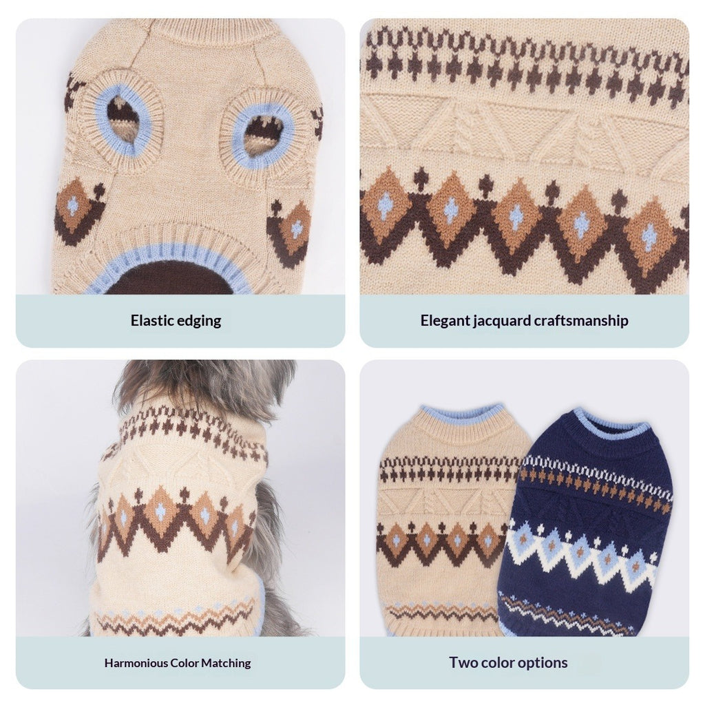 pet Fall Winter Warm Schnauzer Bichon Knitted Color Match Two Leg Sleeveless Sweater