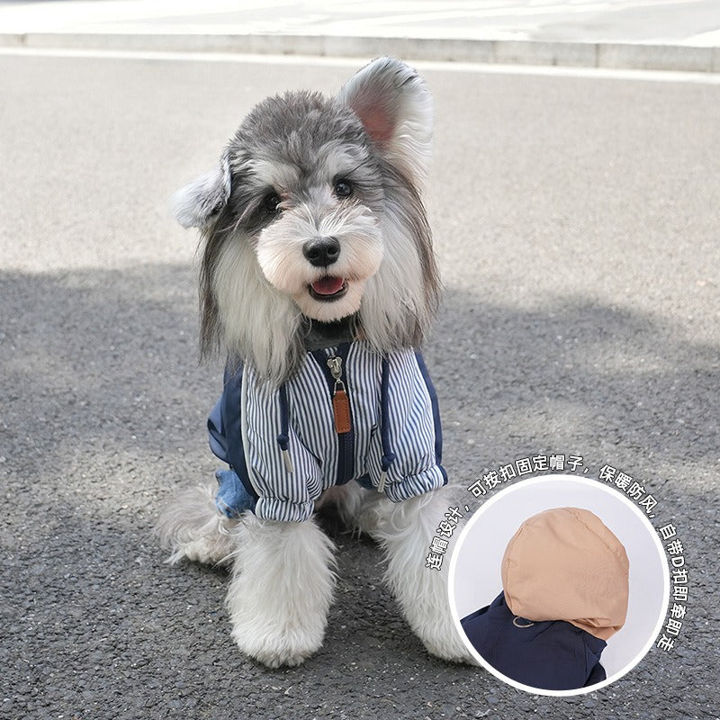 pet Two Leg Cotton Jacket Fall Winter Warm Windproof Waterproof dog Clothes Hooded Leash Outdoor