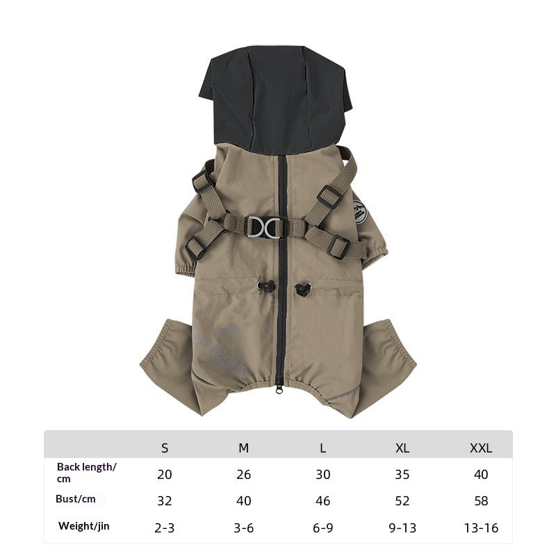 Cross Border pet Clothing dog Raincoat Leash-friendly Waterproof Outdoor Windbreaker