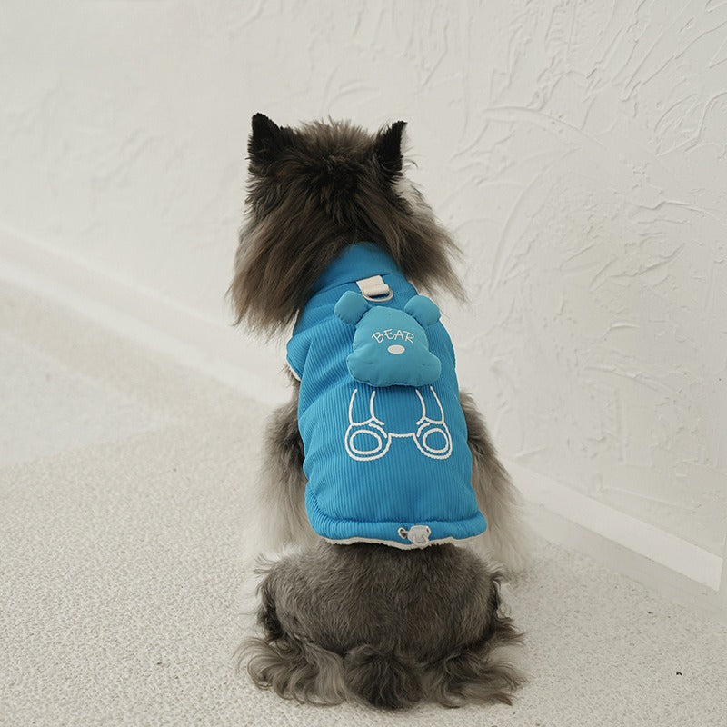 pet Clothes Fall Winter Warm Leash-friendly Cotton Jacket Schnauzer Bichon Sleeveless dog Clothes Wholesale