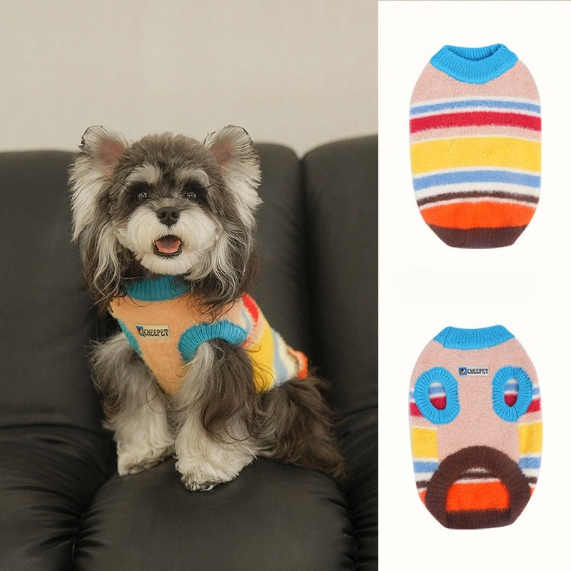 pet Fall Winter Warm Sweater Striped Sleeveless Knitted dog