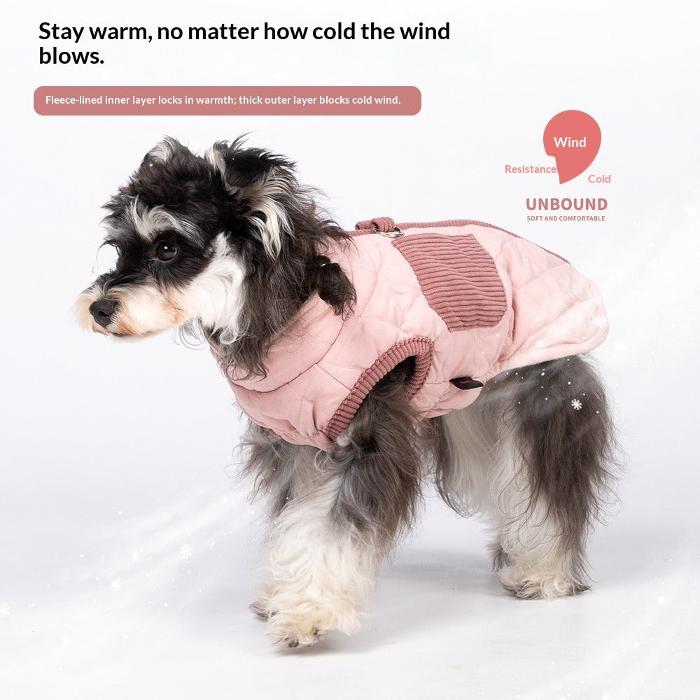 Autumn Winter Diamond Quilted Warm Fleece Large dog Cotton Jacket