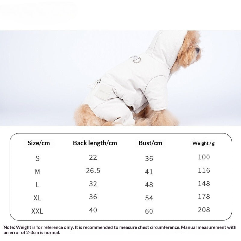 dog Clothes Fall Winter Four Leg Cotton Jacket Teddy Poodle Small Dogs Leash-friendly Thickened pet Clothes Wholesale